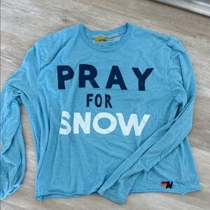 Aviator Nation Kids Teal 'Pray for Snow' Long Sleeve Tee